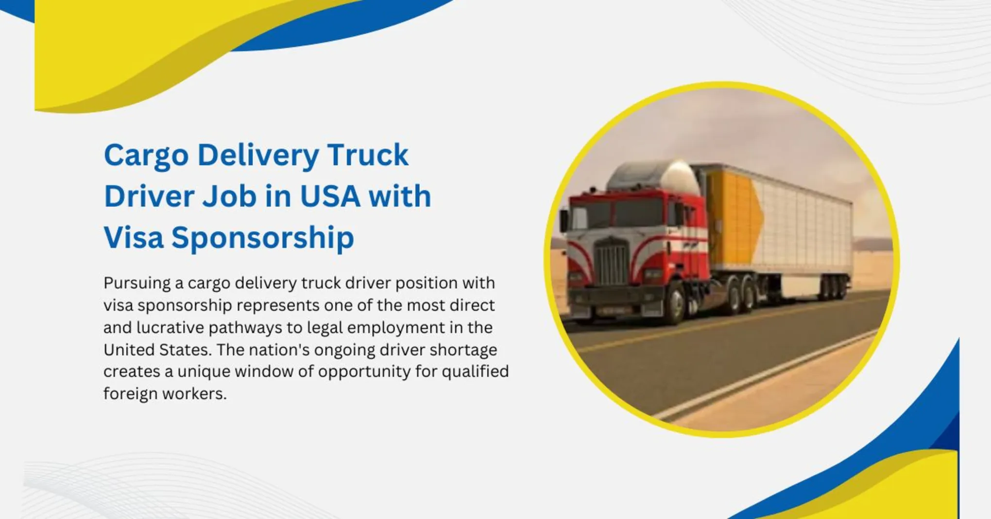 Cargo Delivery Truck Driver Job in USA